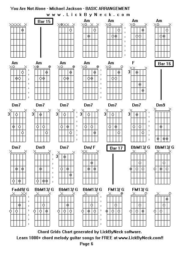 Chord Grids Chart of chord melody fingerstyle guitar song-You Are Not Alone - Michael Jackson - BASIC ARRANGEMENT,generated by LickByNeck software.